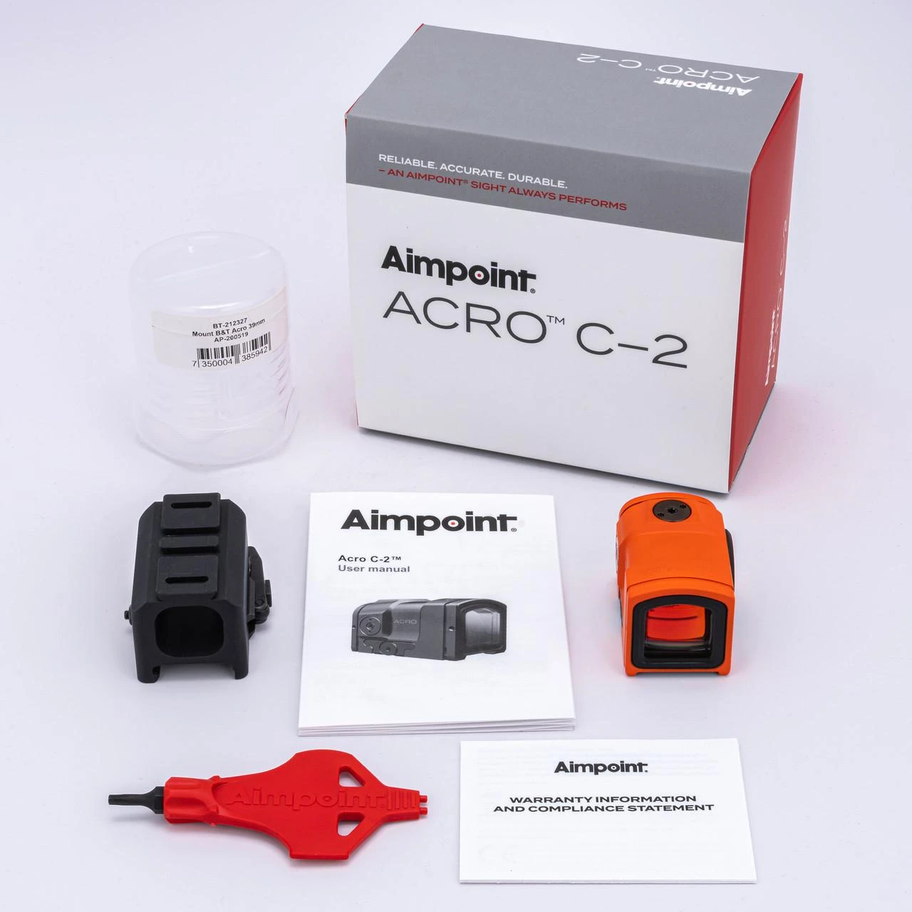 Acro® C-2 Red Dot Reflex Sight - B&T 39mm Mount - Orange Cerakote