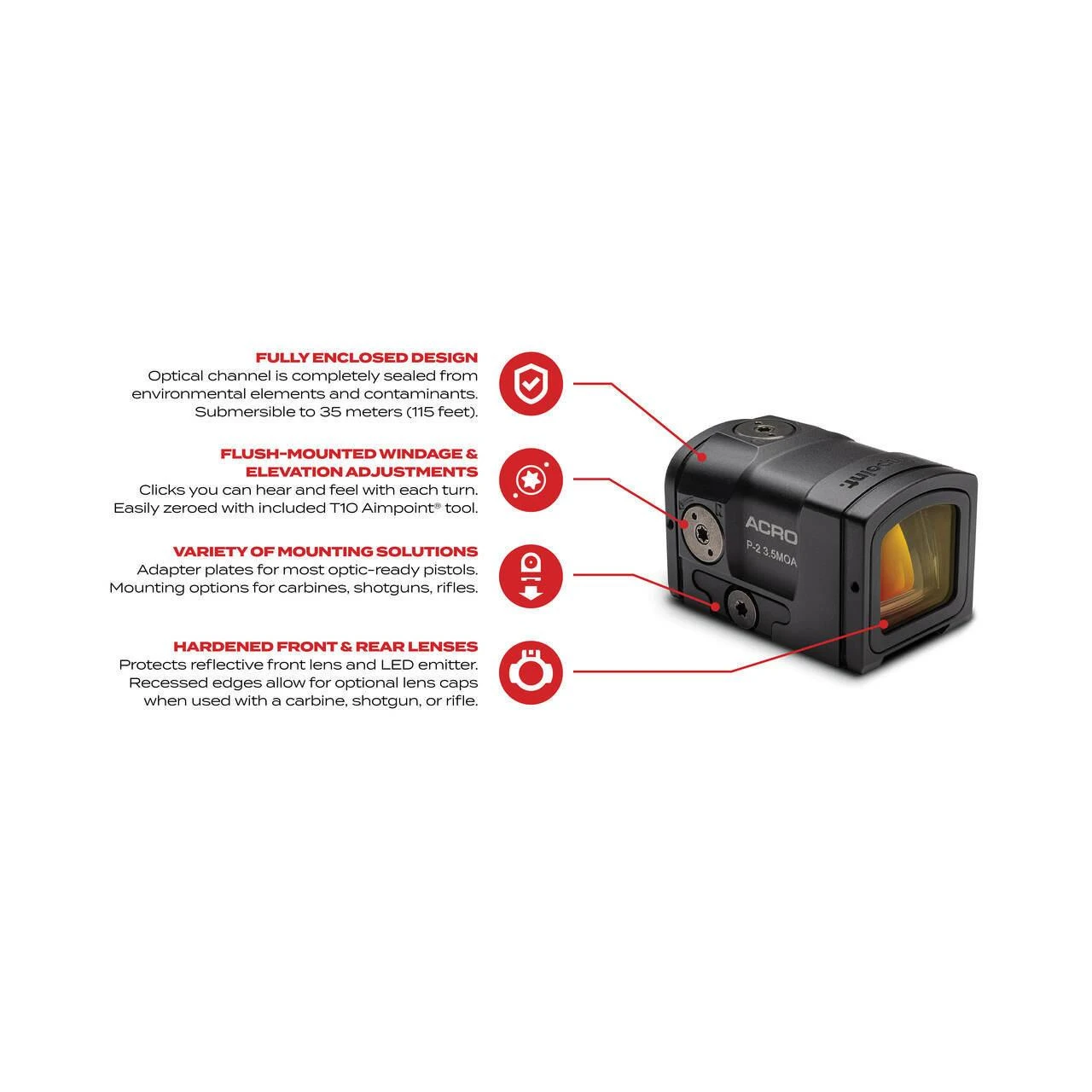 Acro® P-2 3.5 MOA - Red Dot Reflex Sight (aluminum battery cap)