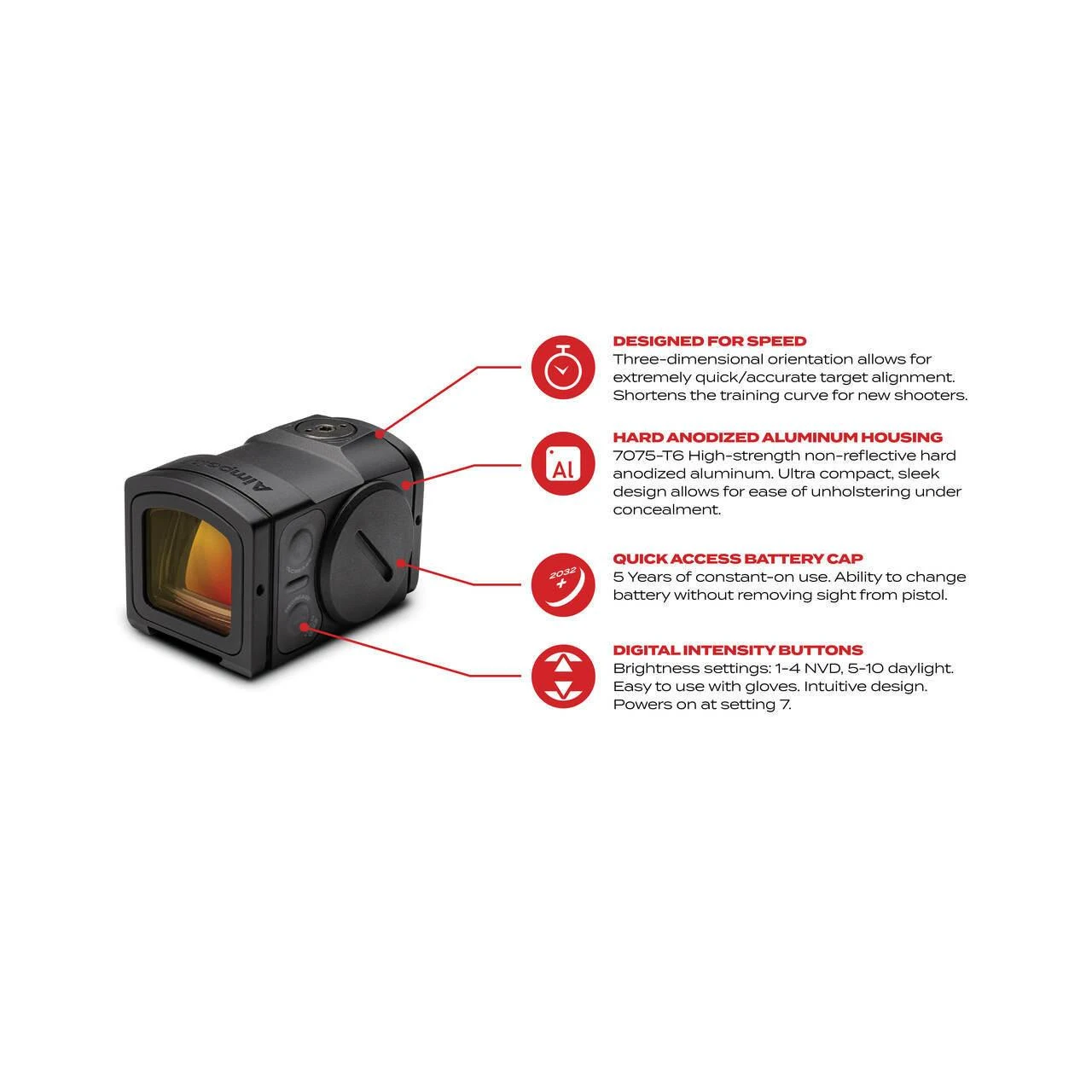 Acro® P-2 3.5 MOA - Red Dot Reflex Sight (aluminum battery cap)